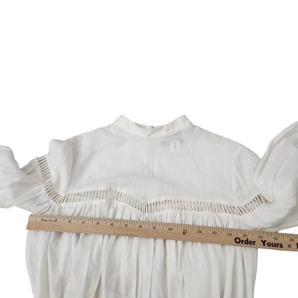 Finders Keepers Blouse 4 Ivory White Lattice Long Sleeve Crop Top Sample - Picture 11 of 13